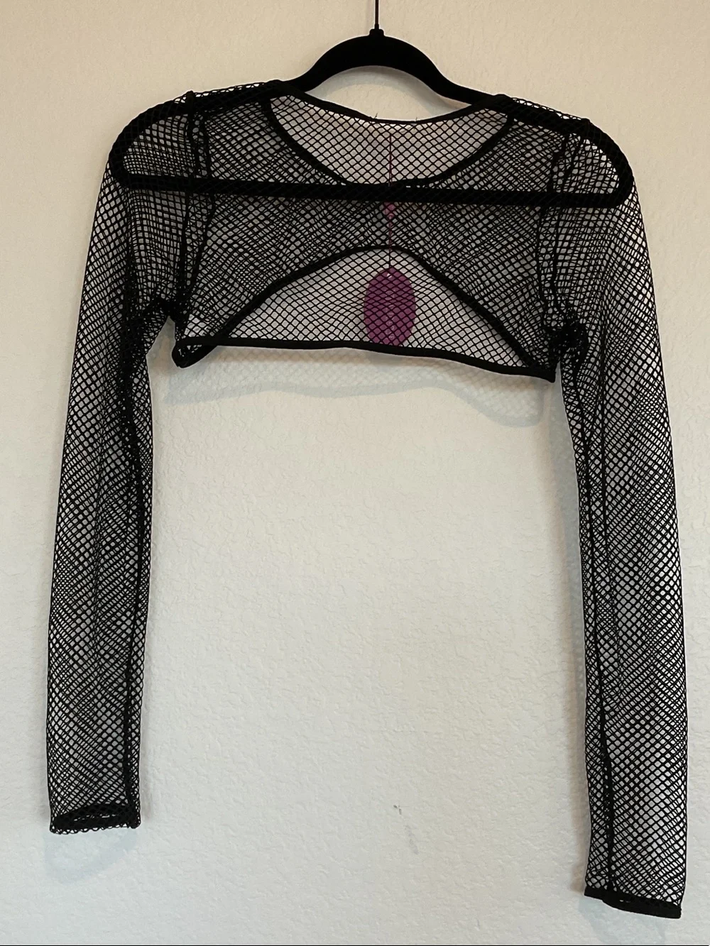 AVID LOVE Sheer Black Fishnet Long Sleeve Crop Top - Womens